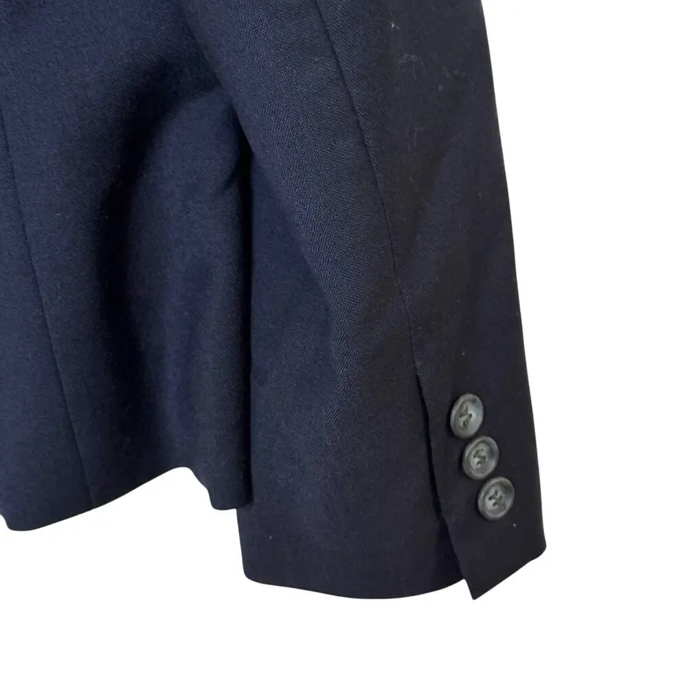 Vintage Classic J.G. Hook Size 12 Navy Blue 100% Worsted Wool 2 Button Blazer